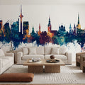 Tallinn Estonia Skyline Blue & Bronze Mural Wallpaper - room preview 06