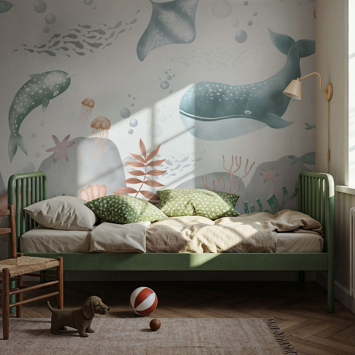 Ocean Paradise, Seafoam Mural Wallpaper - room preview 06