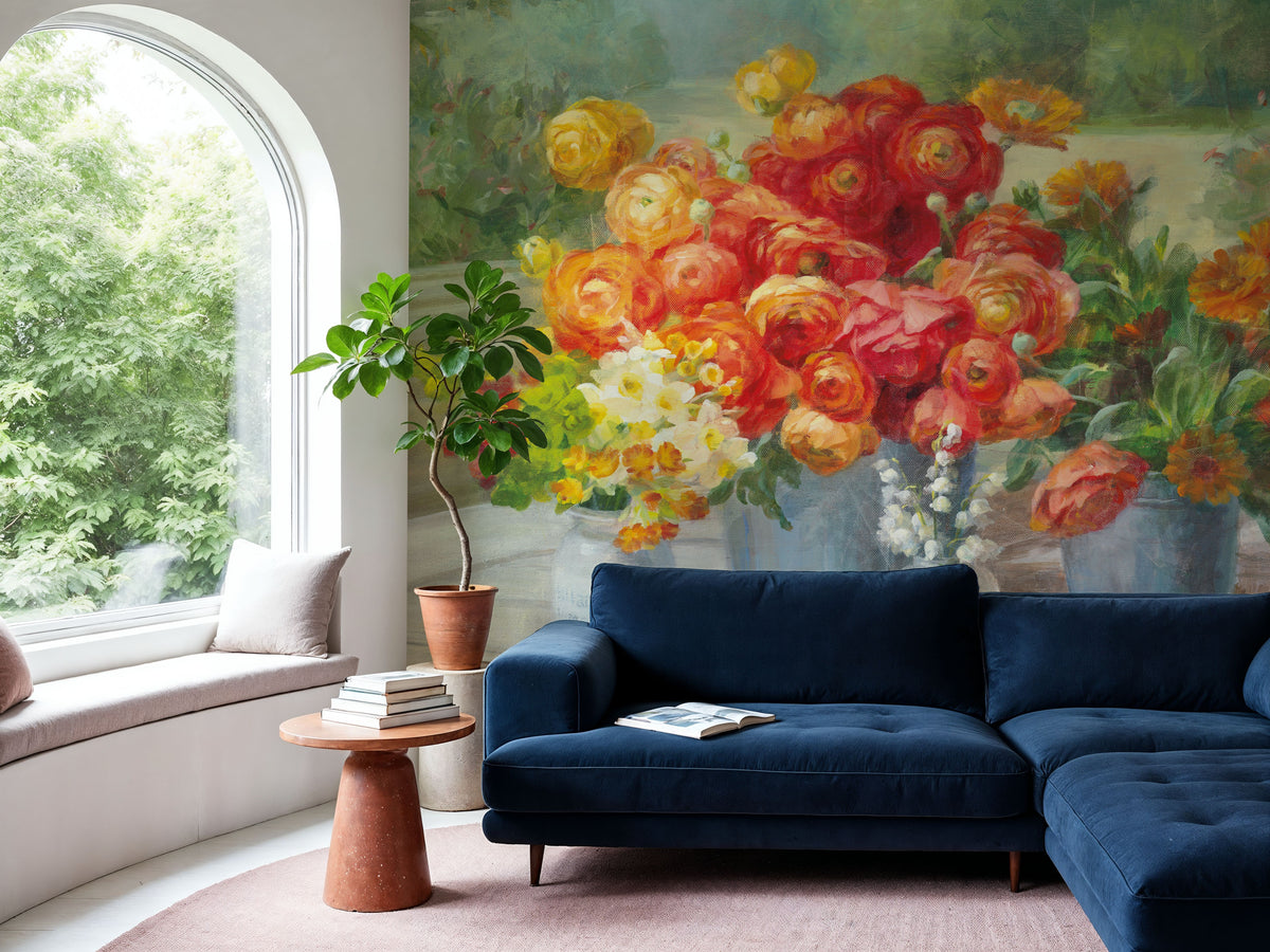 Flowers From the Garden Mural Wallpaper - room preview 06