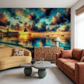 Stunning Coastal Sunset Scene Mural Wallpaper - room preview 06