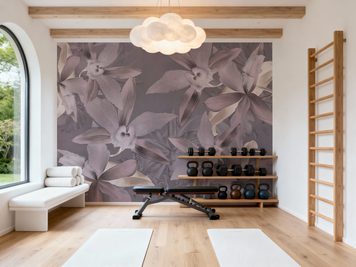 Big Orchids Purple Mural Wallpaper - room preview 06
