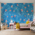 August Blossoms, Blue Mural Wallpaper - room preview 06