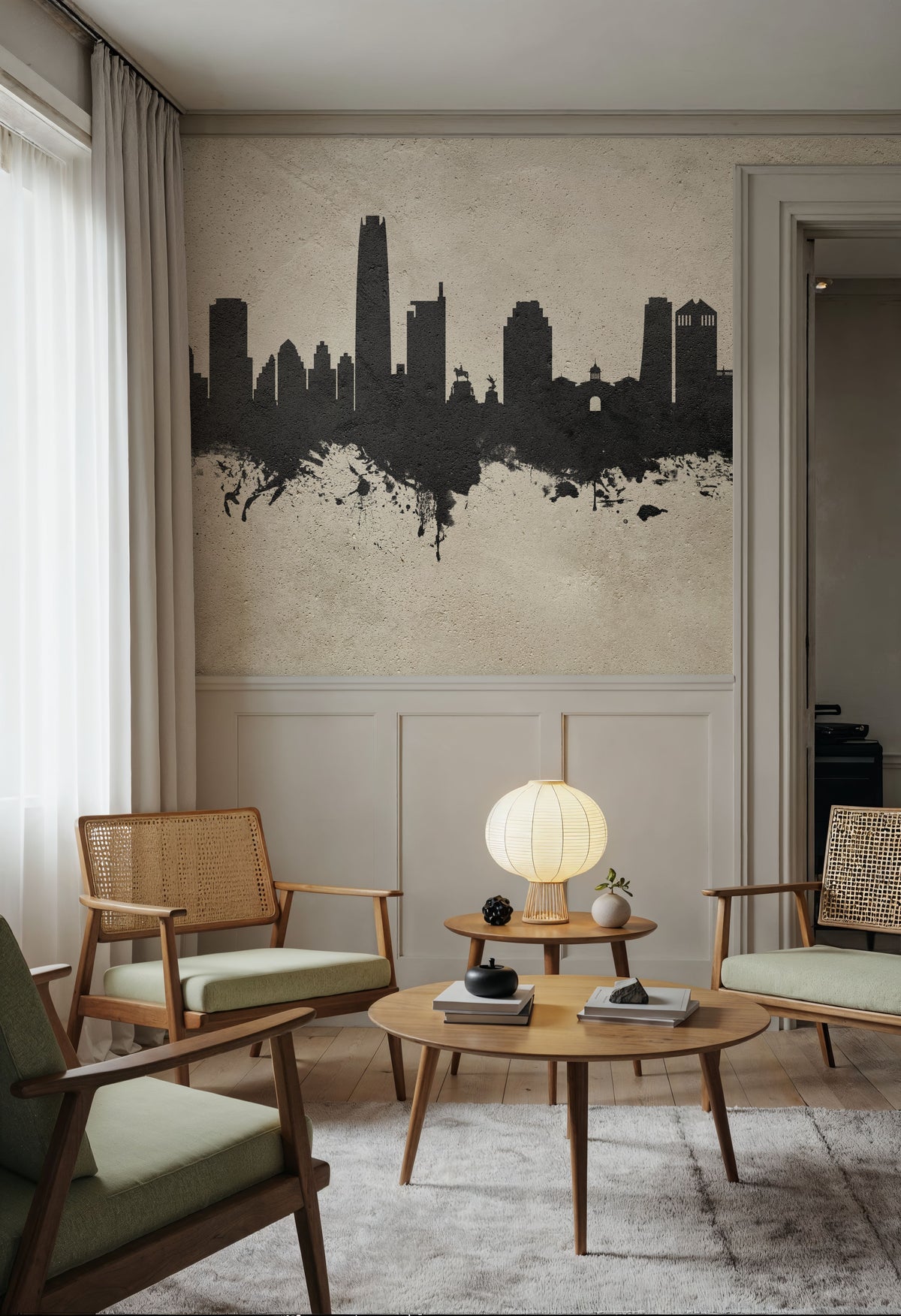 Santiago De Chile Skyline Concrete Mural Wallpaper - room preview 06