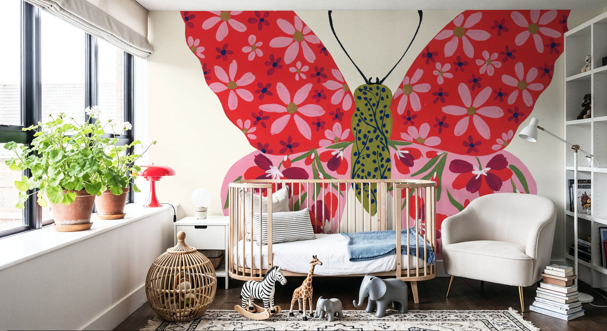 Blooming Butterfly II Mural Wallpaper - room preview 06