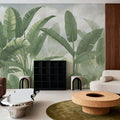 Banana Palms, Muted Green Mural Wallpaper - room preview 06