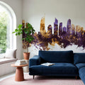 Gold Coast Australia Skyline Purple & Gold Mural Wallpaper - room preview 06