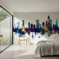 San Francisco Skyline Blue & Bronze Mural Wallpaper - room preview 06