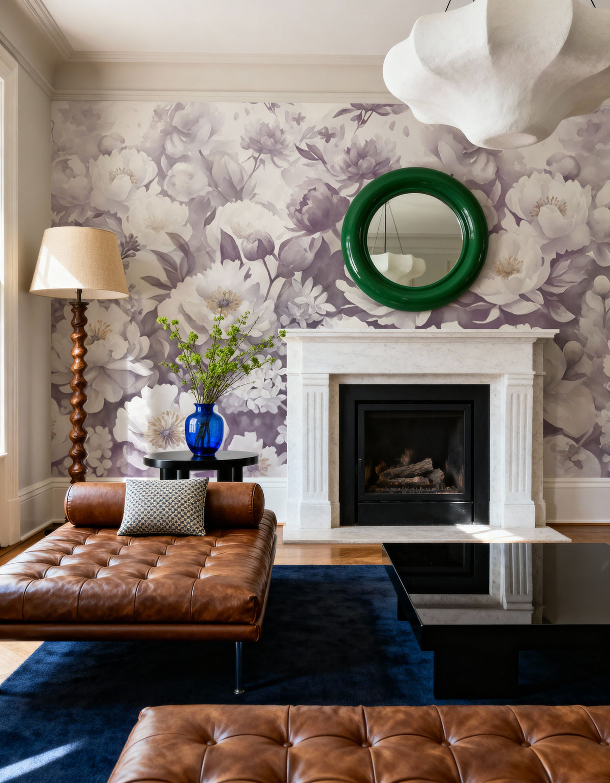 Watercolor Peonies WInter Mural Wallpaper - room preview 06