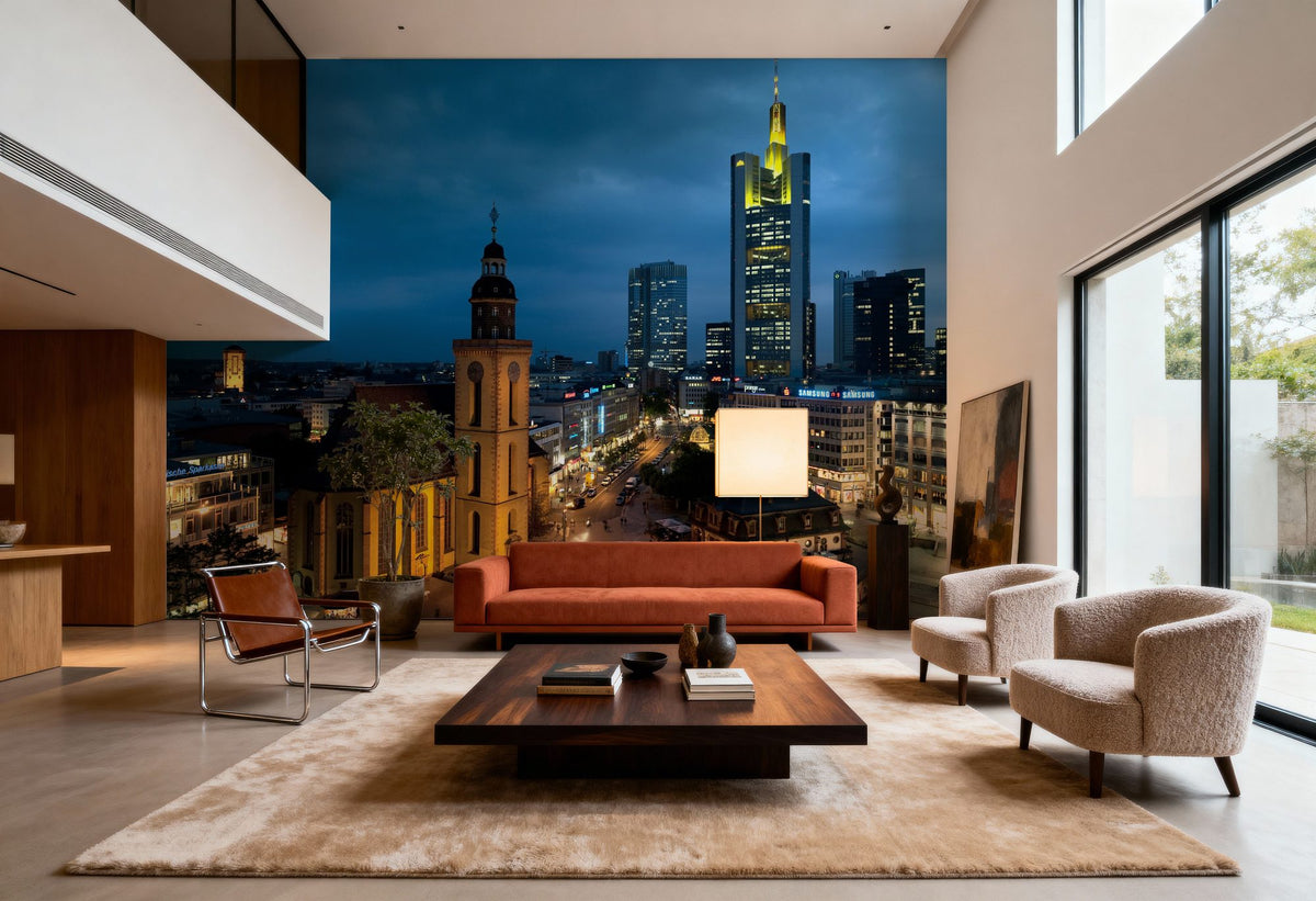 Sky Blue Twilight Metropolis Mural Wallpaper - room preview 06