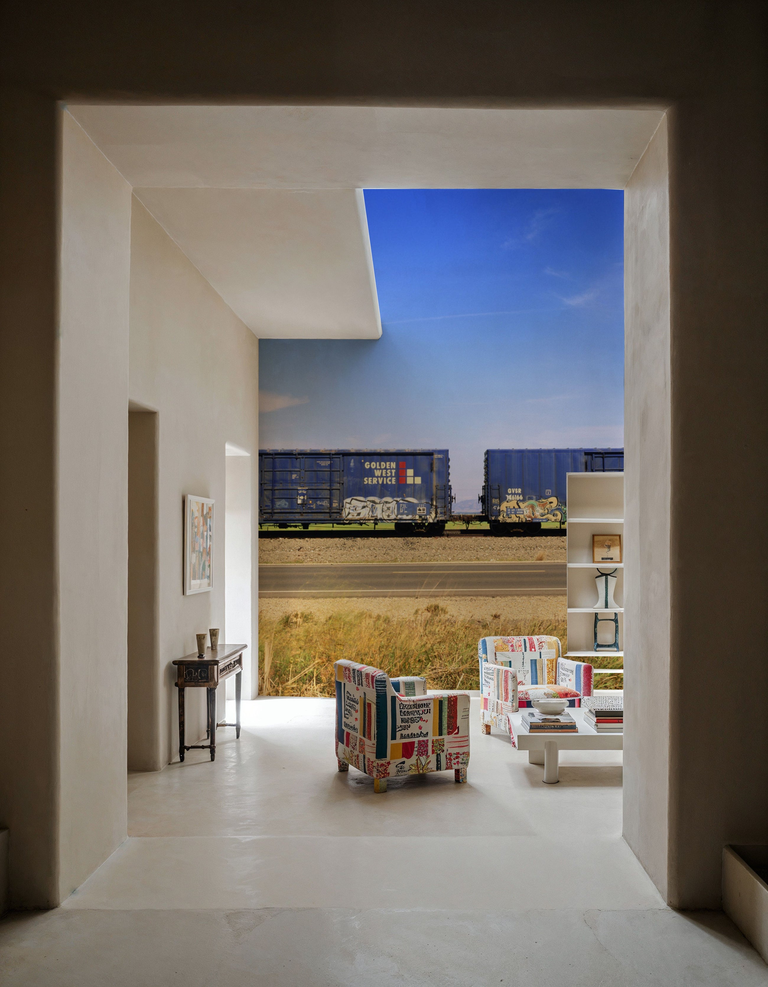 Boxcar Blues Mural Wallpaper