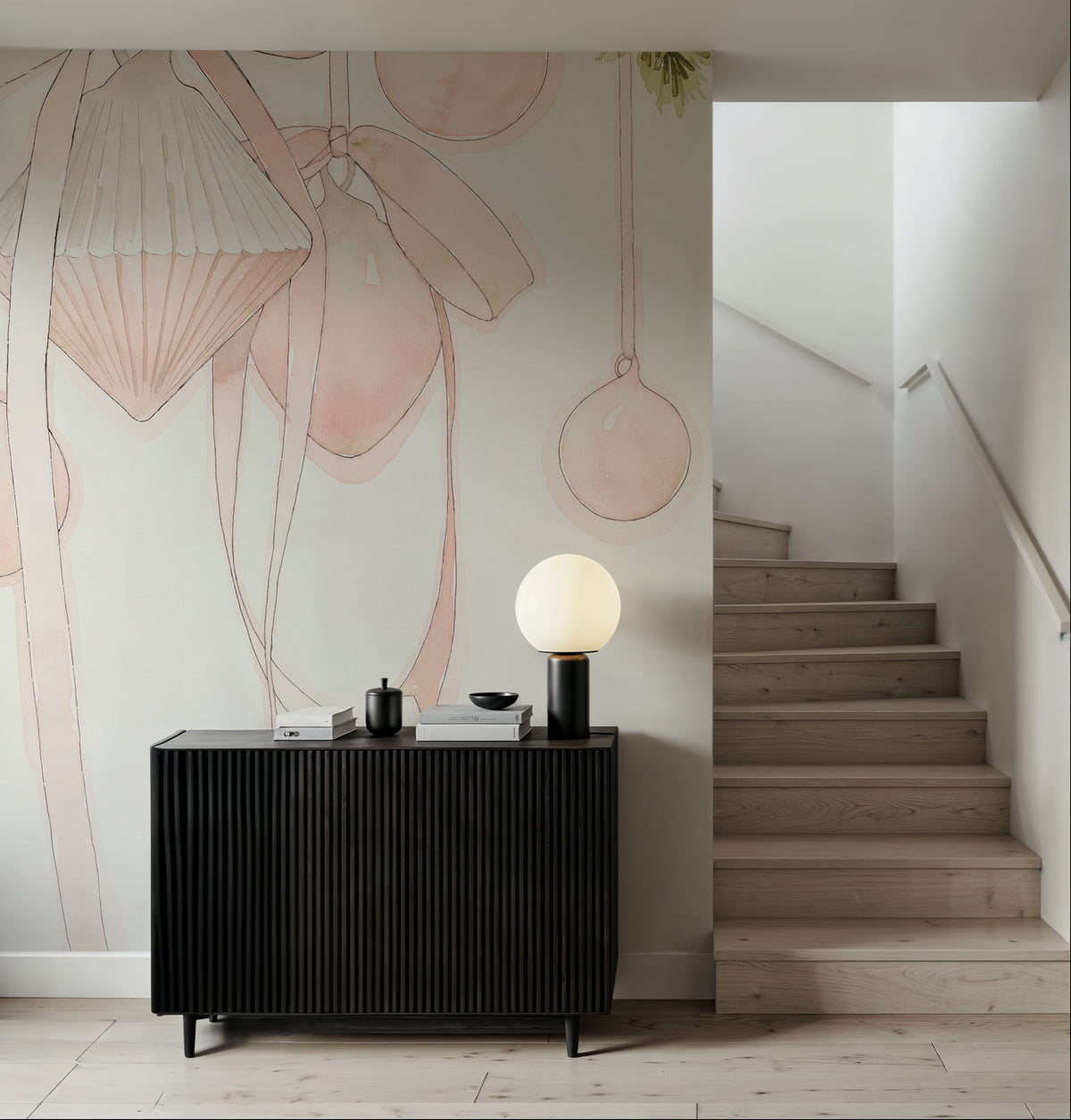 My Pink Christmas Mural Wallpaper - room preview 06