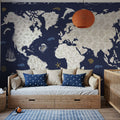 Sea This Map Blue Mural Wallpaper - room preview 06