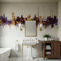 Dublin Ireland Skyline Purple & Gold Mural Wallpaper - room preview 06