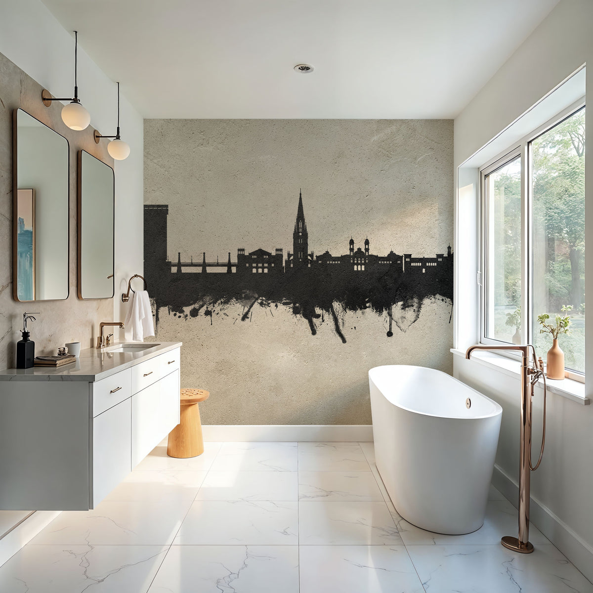 San Sebastian Spain Skyline Concrete Mural Wallpaper - room preview 06