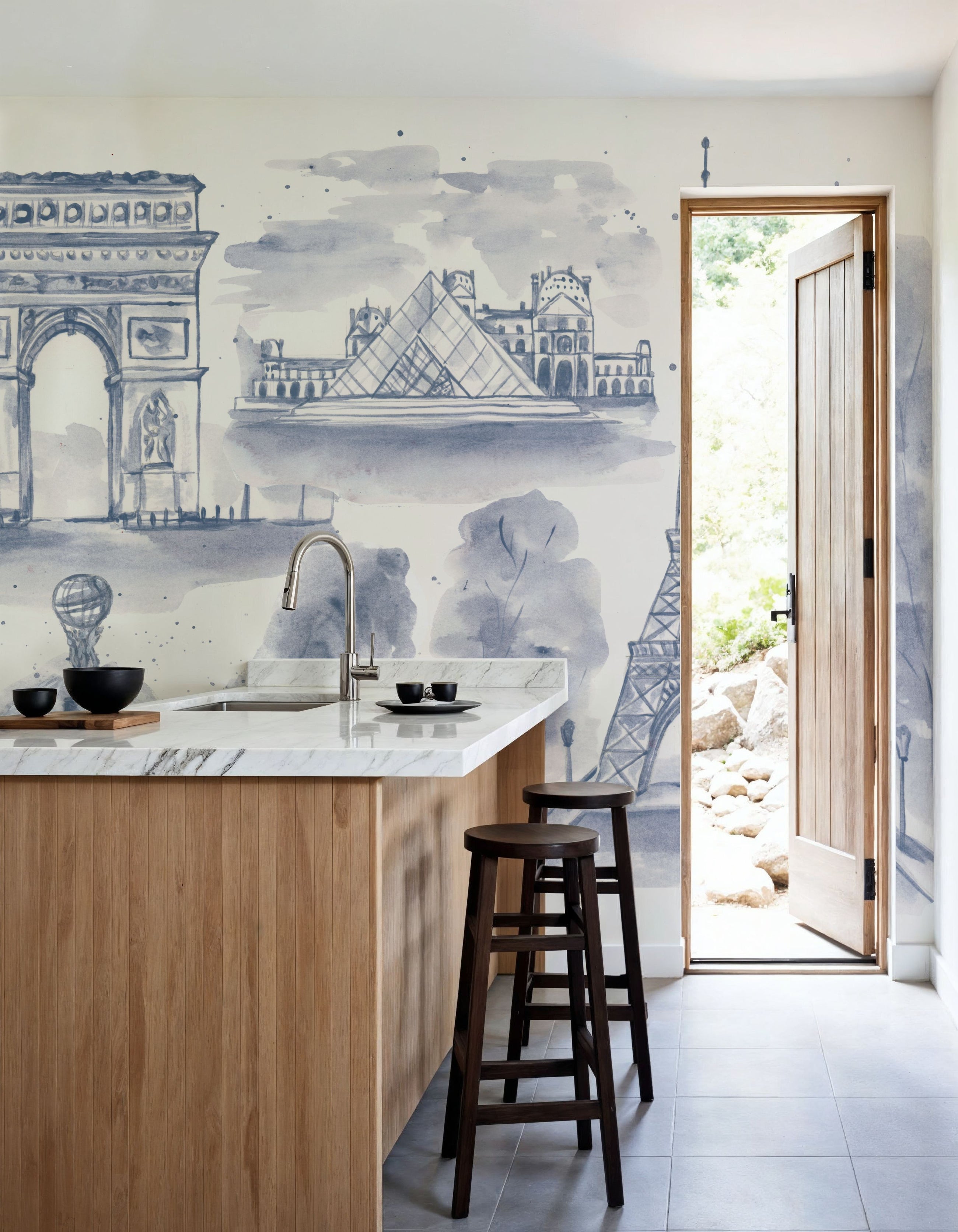 Paris Landmarks Mural Wallpaper