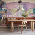 Woman Seated on Interior Sofa Mural Wallpaper - room preview 06