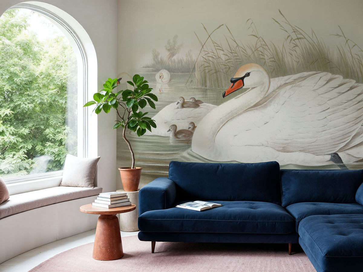 Swan Lake Mural Wallpaper - Light Tone - room preview 06