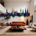 Lubeck Germany Skyline Blue & Bronze Mural Wallpaper - room preview 06