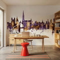 Ulm Germany Skyline Purple & Gold Mural Wallpaper - room preview 06