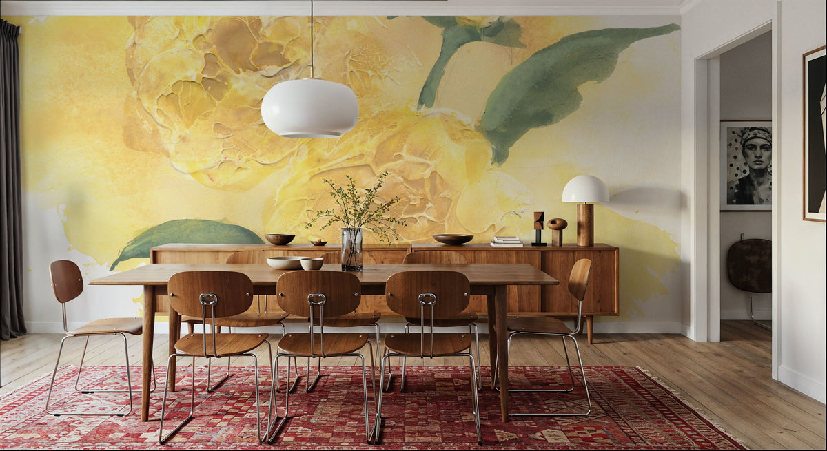 Dimensional Peony II Mural Wallpaper - room preview 06