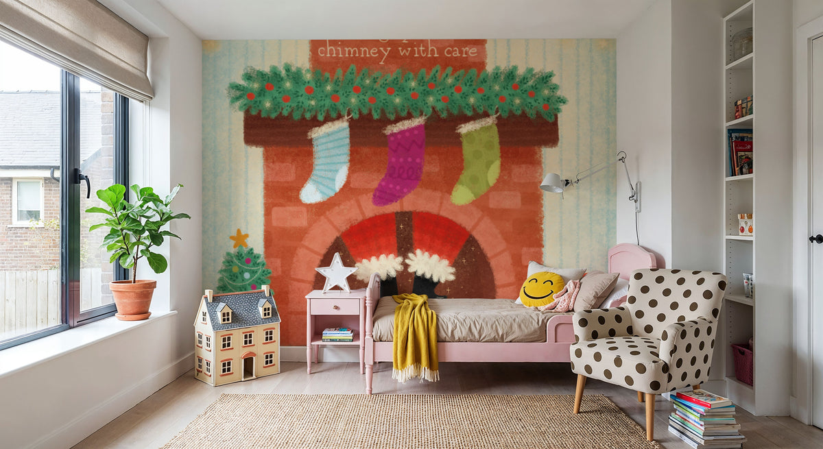Christmas Stockings Mural Wallpaper - room preview 06