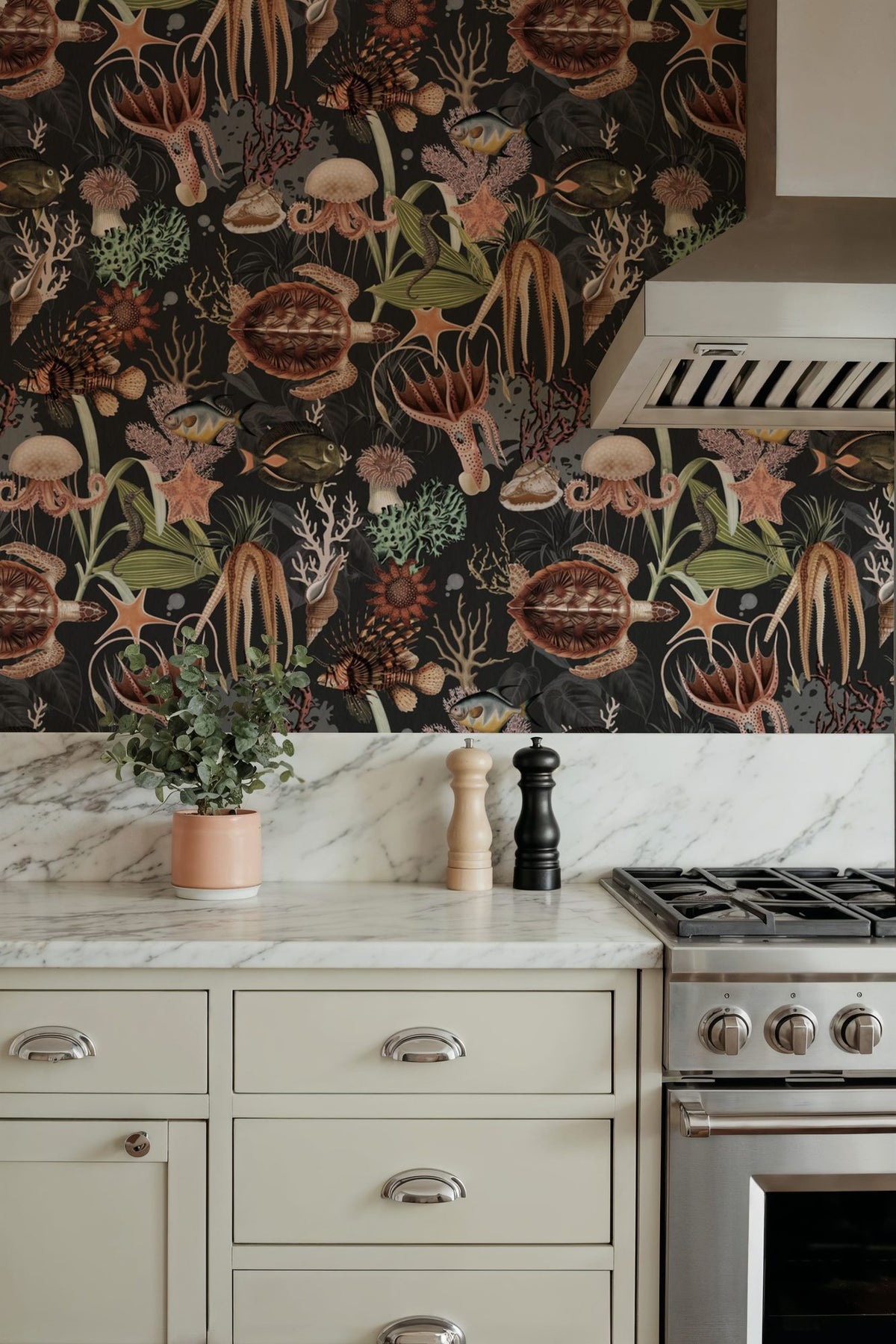 Deep Sea, Graphite Mural Wallpaper - room preview 06