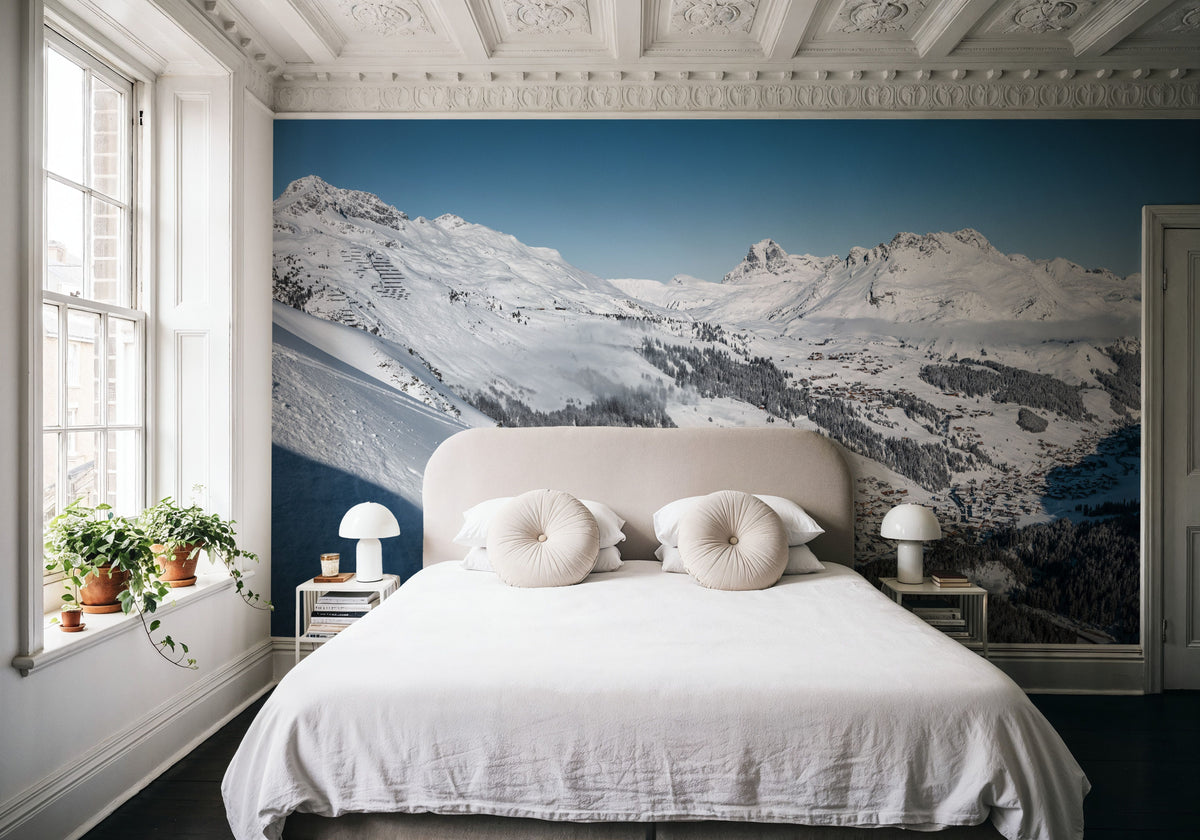 Skiing the Alps Mural Wallpaper - room preview 06