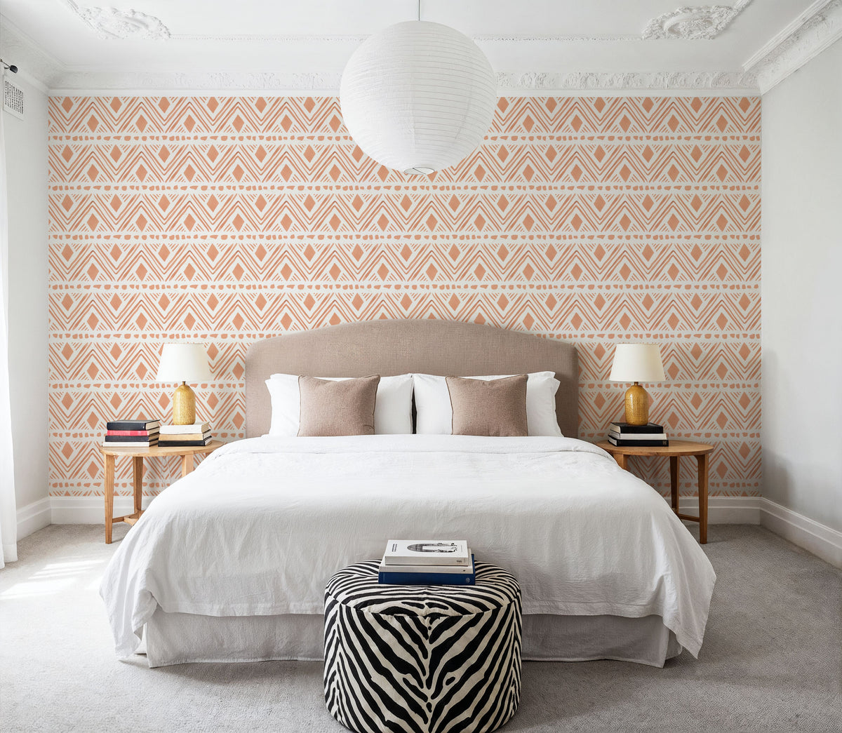 Boho Flows Orange Mural Wallpaper - room preview 06