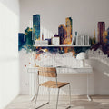 Umm Al Quwain Skyline Blue & Bronze Mural Wallpaper - room preview 06