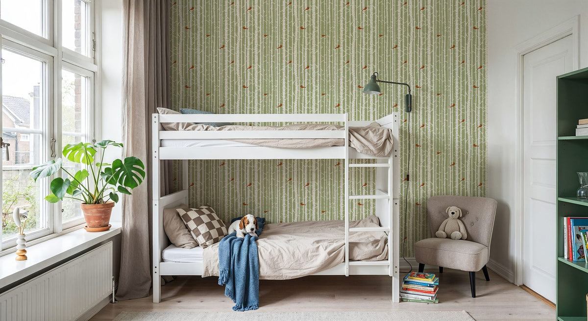 Forest View, Pistachio Mural Wallpaper - room preview 06