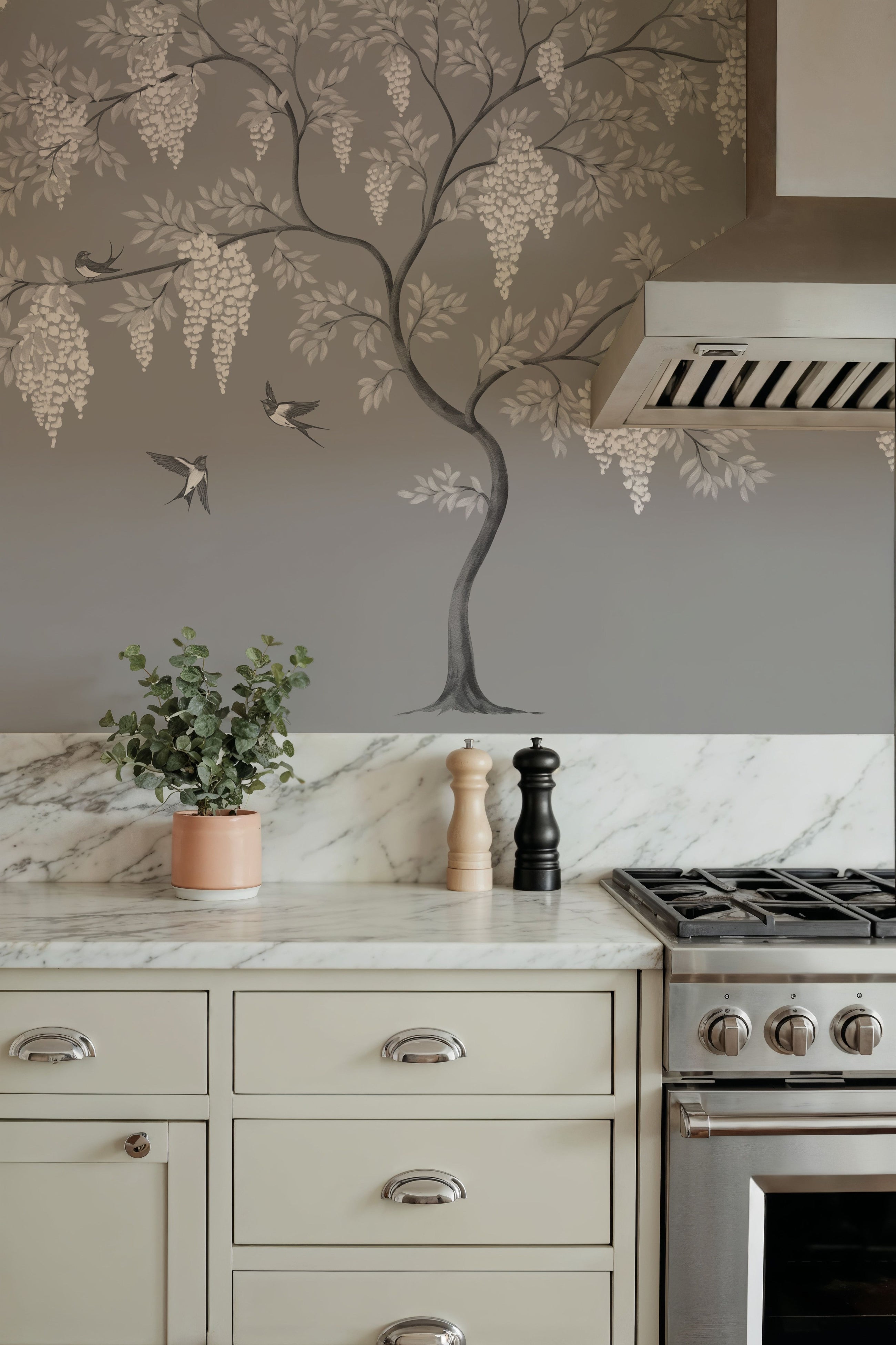 Beyond the Wisteria, Stone Mural Wallpaper