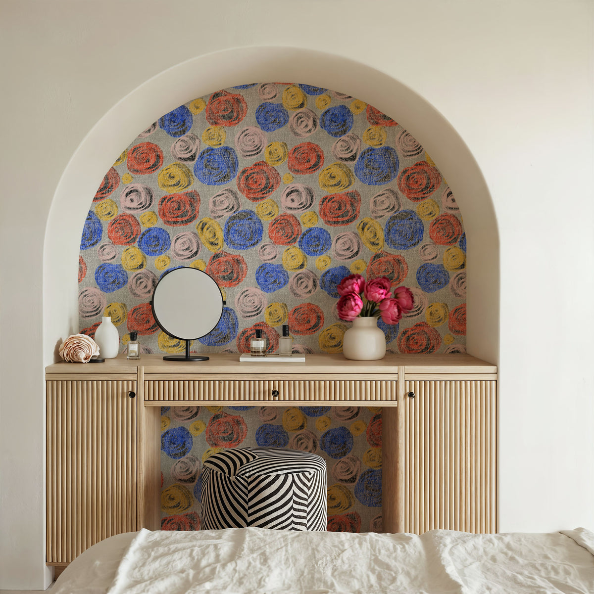 Rose Buns Mural Wallpaper - room preview 06