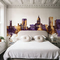 Topeka Wyoming Skyline Purple & Gold Mural Wallpaper - room preview 06