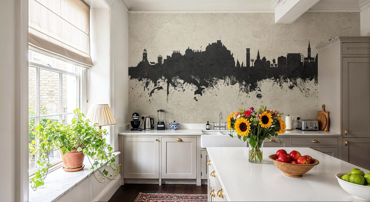 Jersey Channel Islands Skyline Concrete Mural Wallpaper - room preview 06
