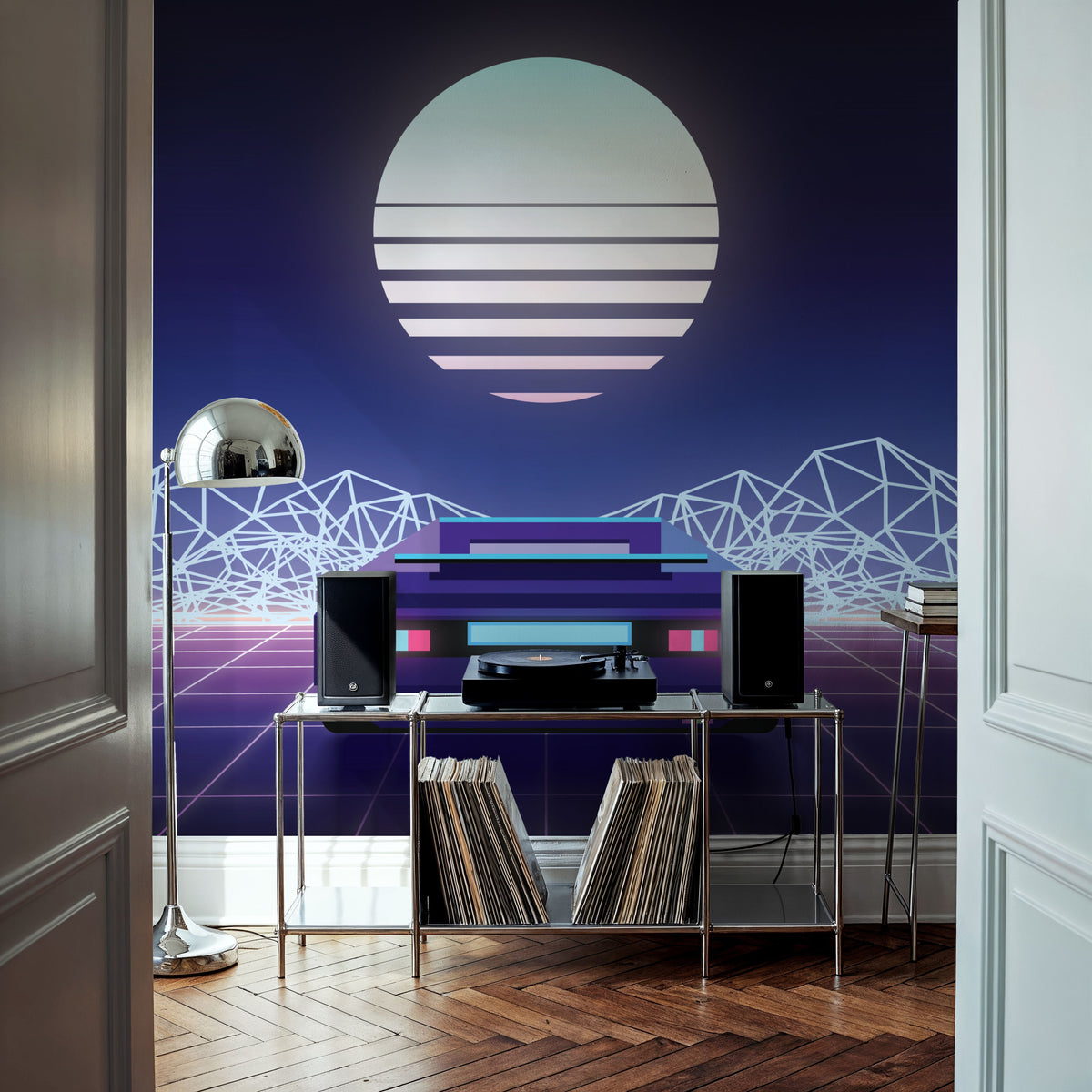 Retrowave Car Mural Wallpaper - room preview 06