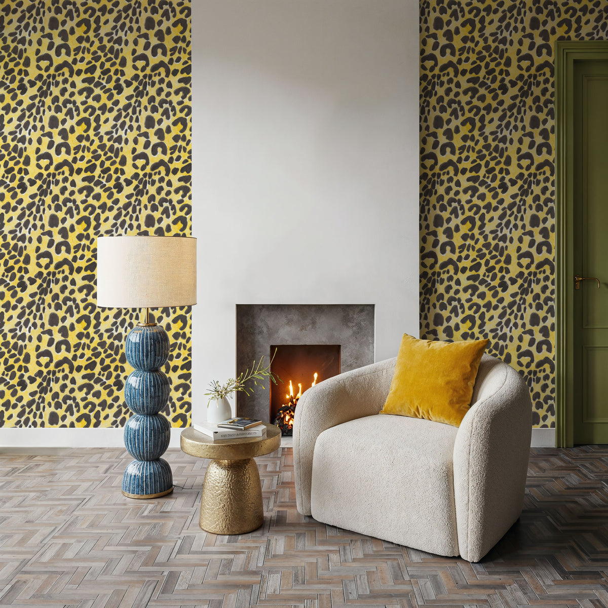 Summer Paws Yellow Mural Wallpaper - room preview 06