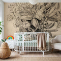 Flowers in a Vase Sketch Mural Wallpaper - room preview 06