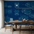 Truck Blueprint Mural Wallpaper - room preview 06