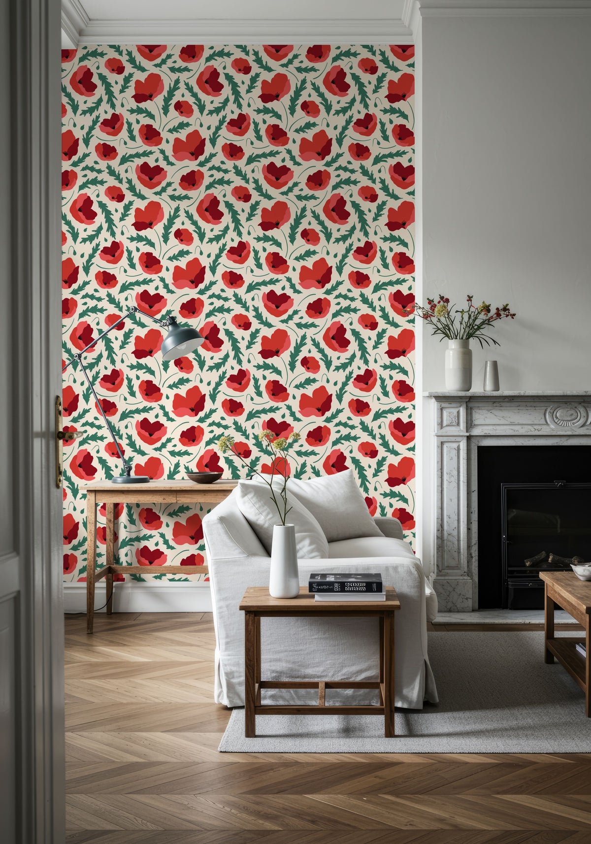 Poppy Field Mural Wallpaper - room preview 06