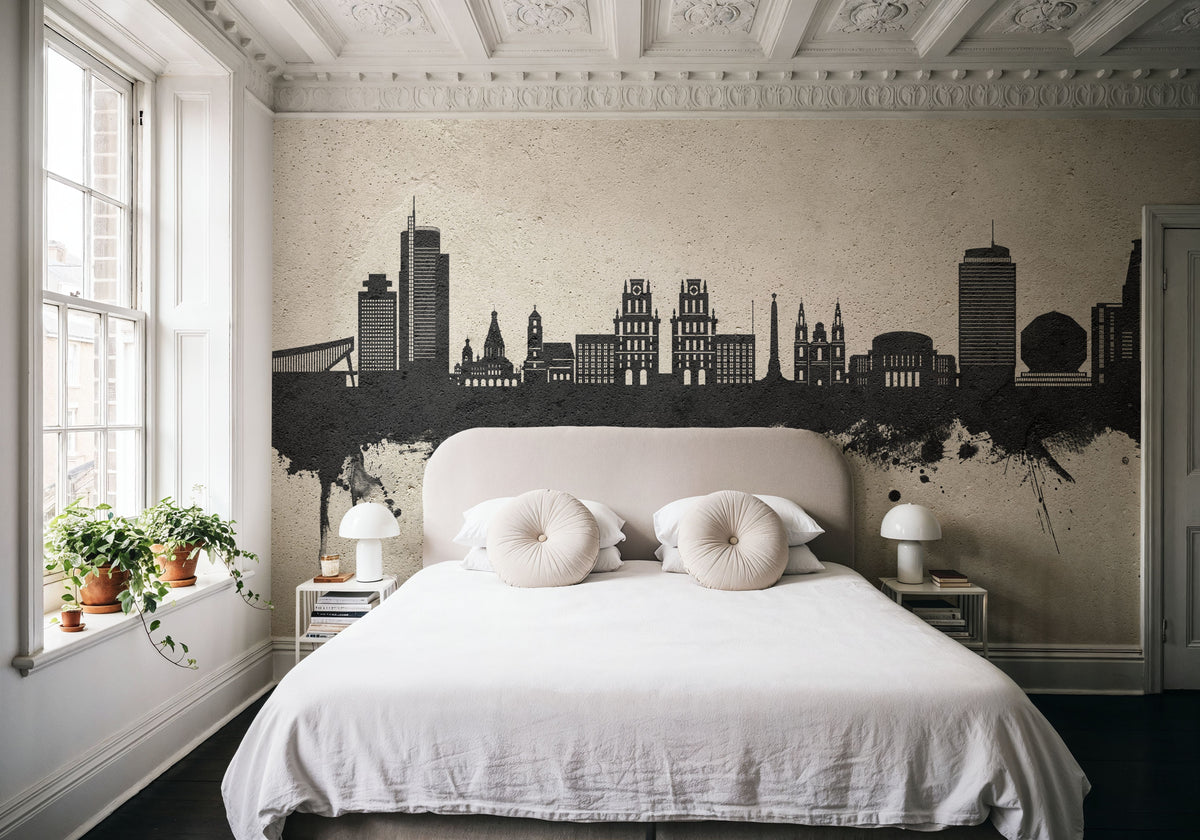 Minsk Belarus Skyline Concrete Mural Wallpaper - room preview 06
