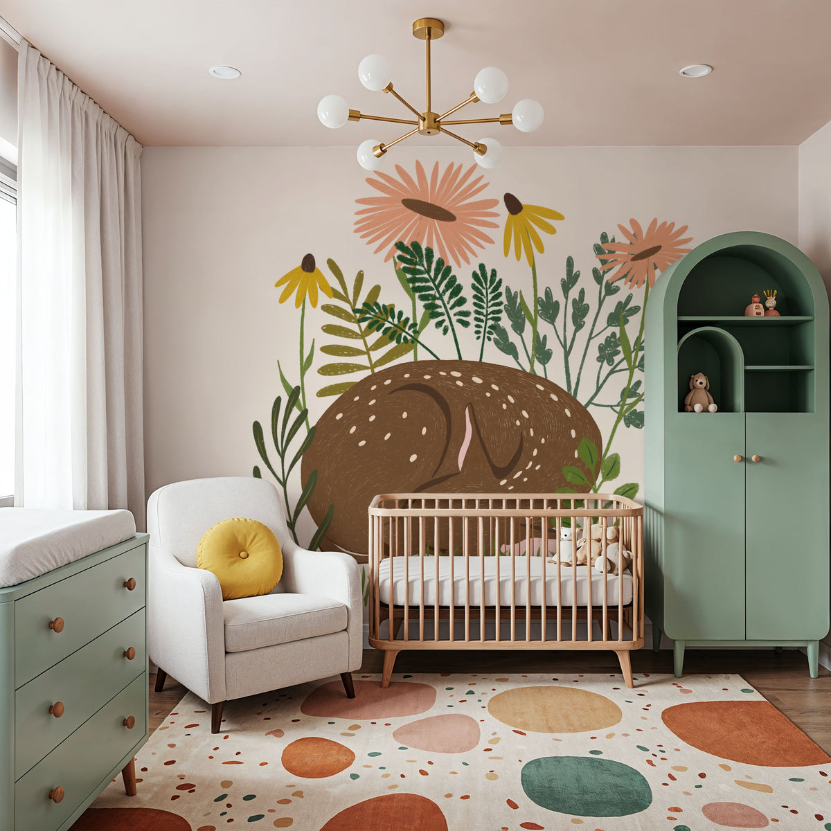 Sleeping Deer Mural Wallpaper - room preview 06