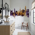 Málaga Spain Skyline Purple & Gold Mural Wallpaper - room preview 06