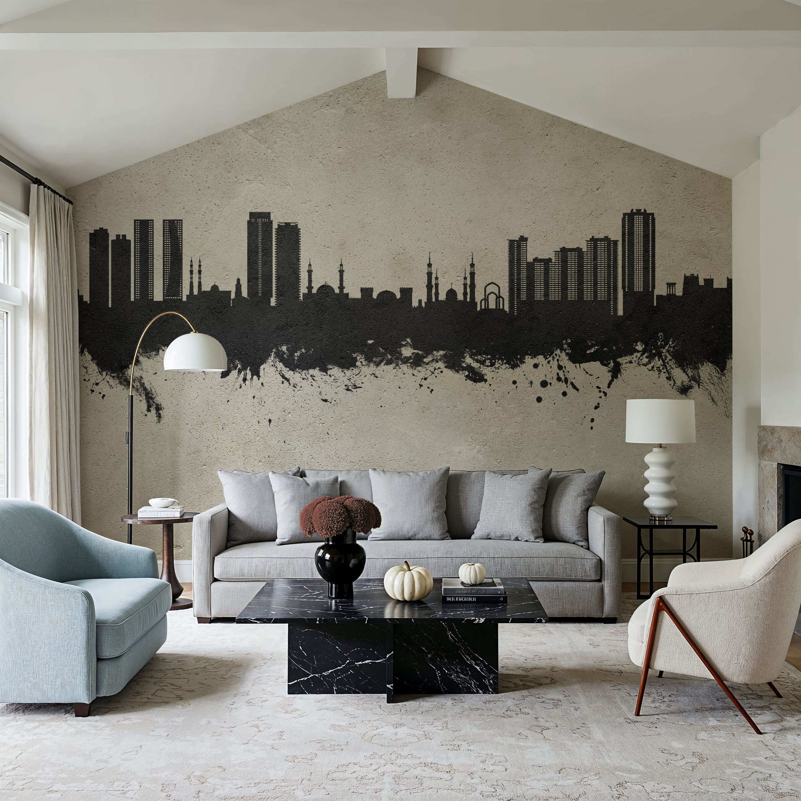 Ajman Skyline Concrete Mural Wallpaper