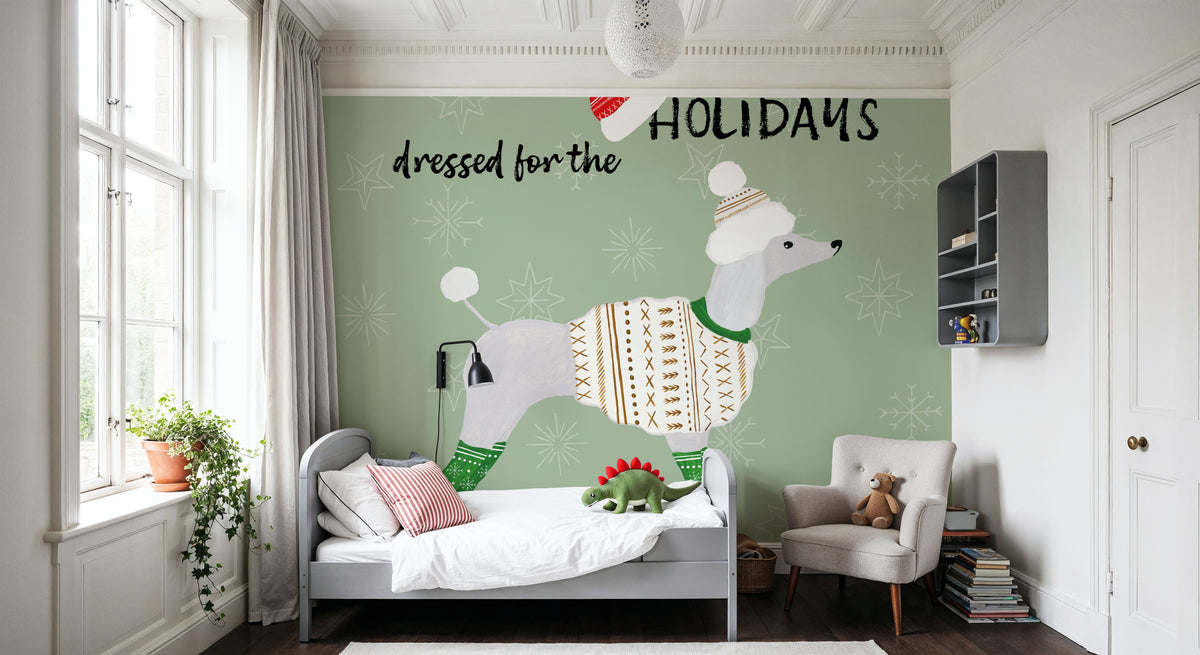 Puppy It's Cold Outside IV Mural Wallpaper - room preview 06
