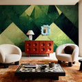 Reduced Mountains Green Mural Wallpaper - room preview 06