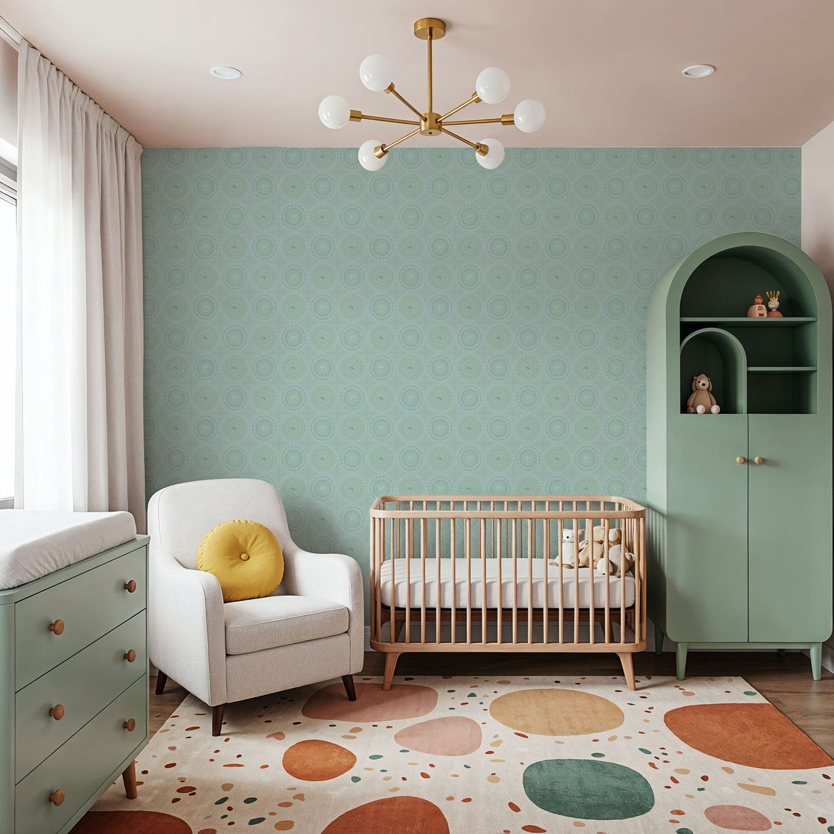 Flutterby Stacks Sky Blue Mural Wallpaper - room preview 06