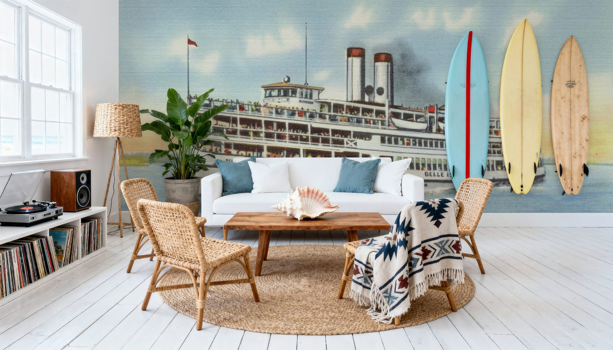 Greetings From Belle Island Mural Wallpaper - room preview 06
