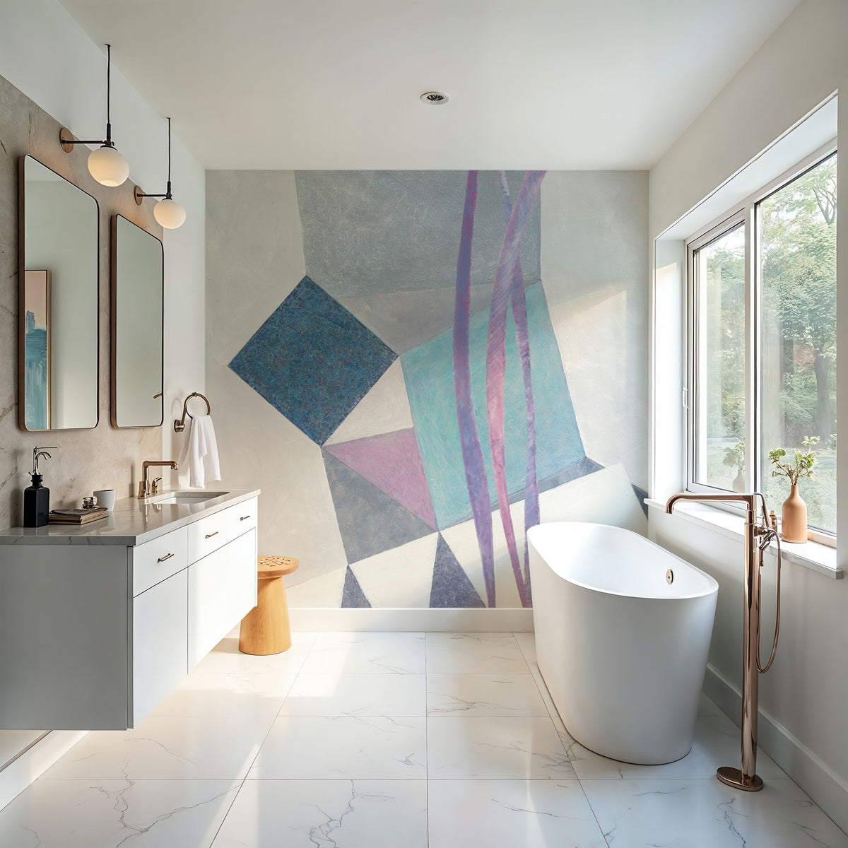 Paper Cut Lines Mural Wallpaper - room preview 06
