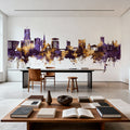 Guildford England Skyline Purpl & Gold Mural Wallpaper - room preview 06