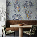 Lobster and Crab Coastal Nostalgia, Grey Mural Wallpaper - room preview 06